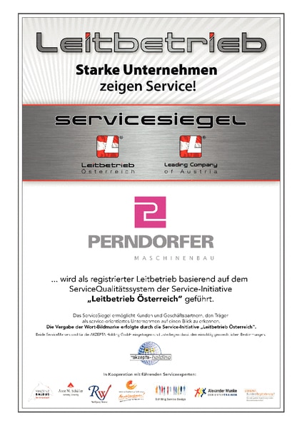 Perndorfer Maschinenbau ist zertifizierter Leitbetrieb in Österreich